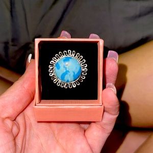 Madagascar Blue Apatite Gemstone Handmade 925 Sterling Silver Jewelry Ring S. 8